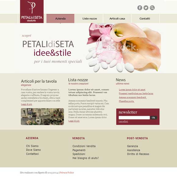 Layout PetalidiSeta.com - proposta scelta